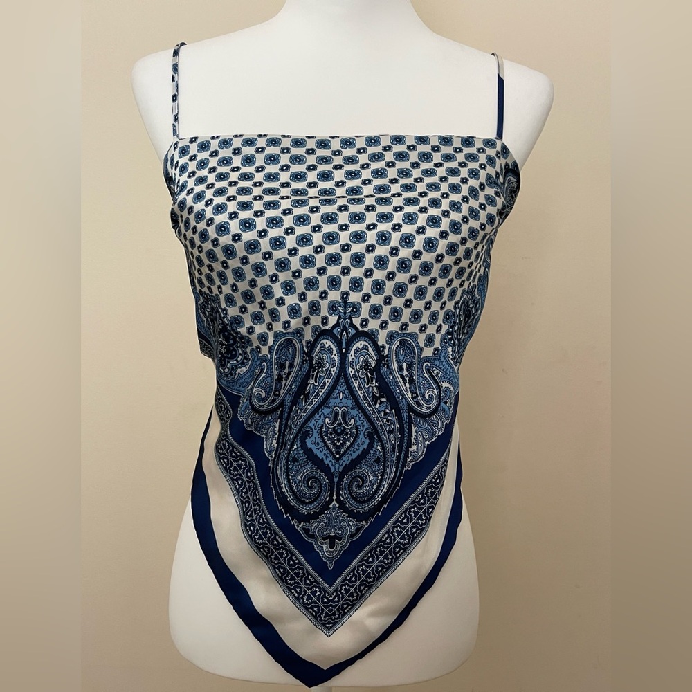 SHEIN - white and blue greece style top - size medium